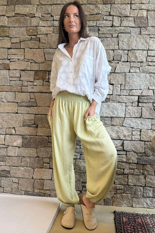 Basso Shirring Balloon Pant Soft Lime - 