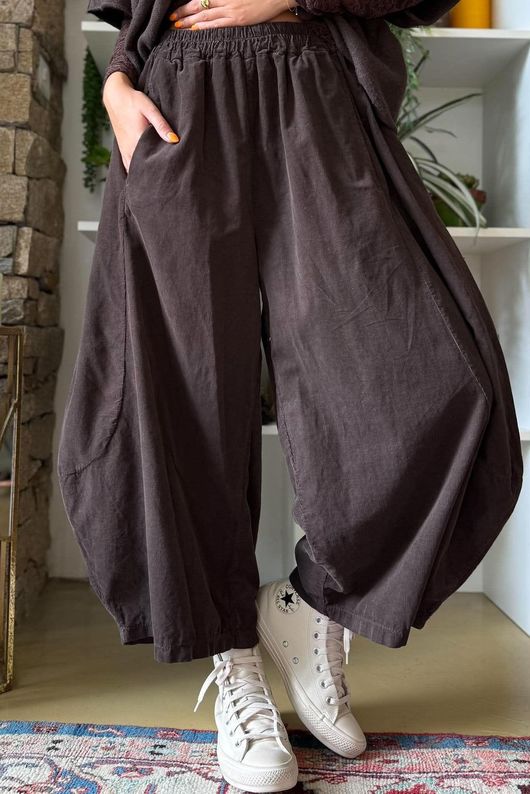 Bateau Needlecord 7/8 Barrel Culotte Pant Coffee Bean