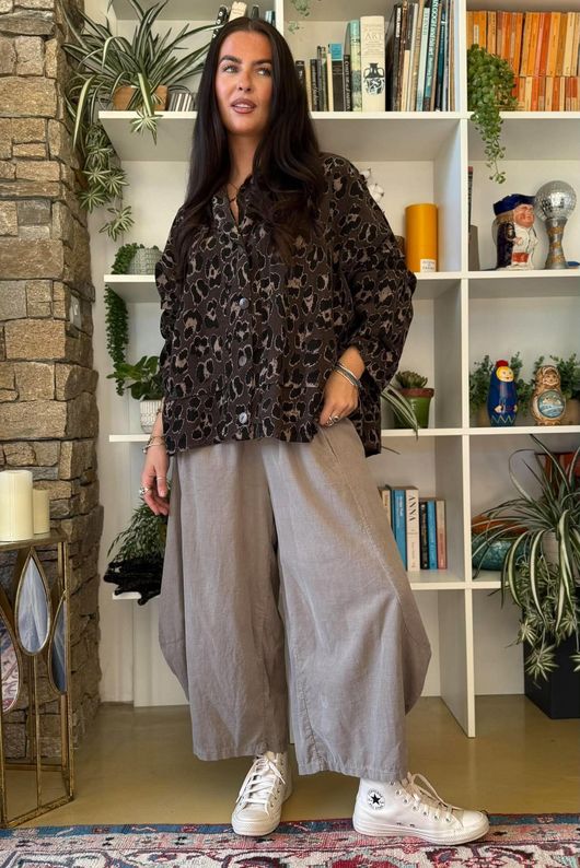 Bateau Needlecord Leopard Shacket Coffee Bean