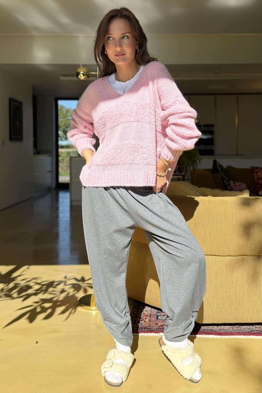 Bertie Boucle Stripe Slouch Knit Blossom