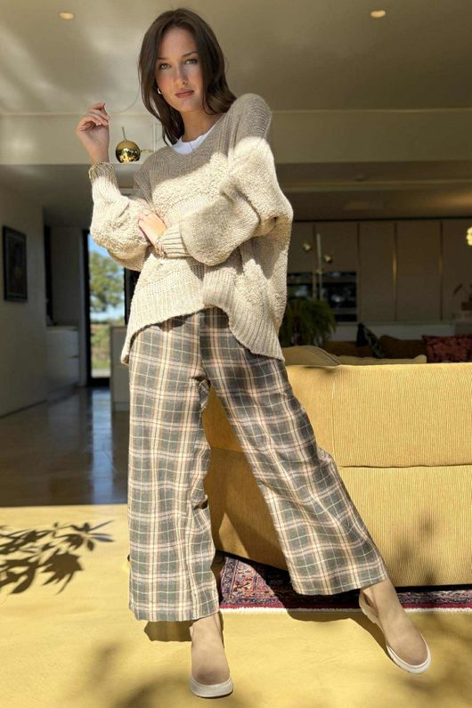 Bertie Boucle Stripe Slouch Knit Oatmeal /8=