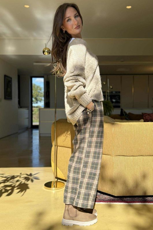 Bertie Boucle Stripe Slouch Knit Oatmeal /8=