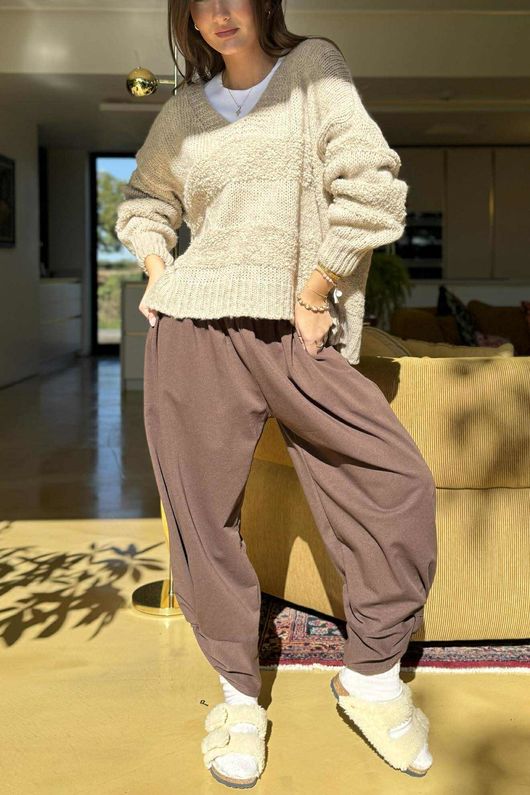 Bertie Boucle Stripe Slouch Knit Oatmeal /8=