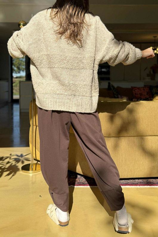 Bertie Boucle Stripe Slouch Knit Oatmeal /8=