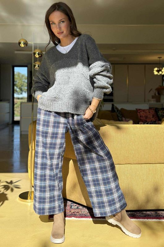 Bertie Boucle Stripe Slouch Knit Slate /13=