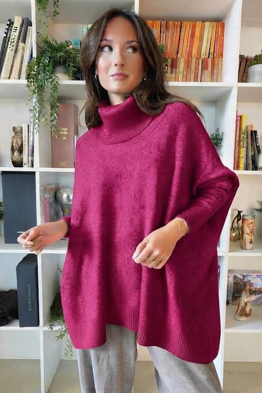 Beyond Terry Oversized Cowl Knit Aubergine