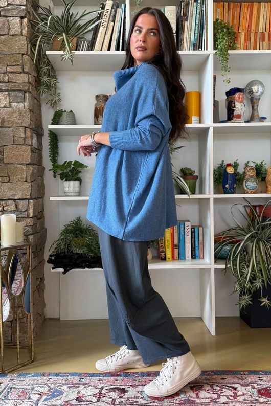 Beyond Terry Oversized Cowl Knit Denim