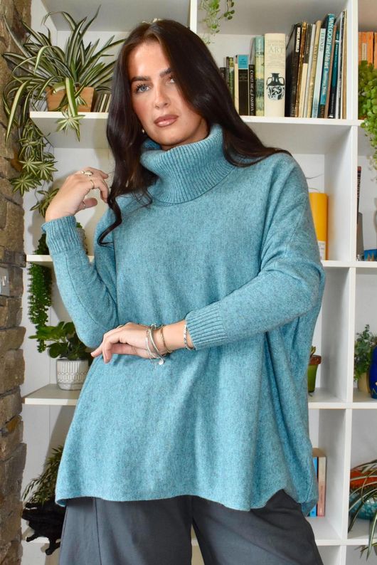 Beyond Terry Oversized Cowl Knit Duck Egg Marl