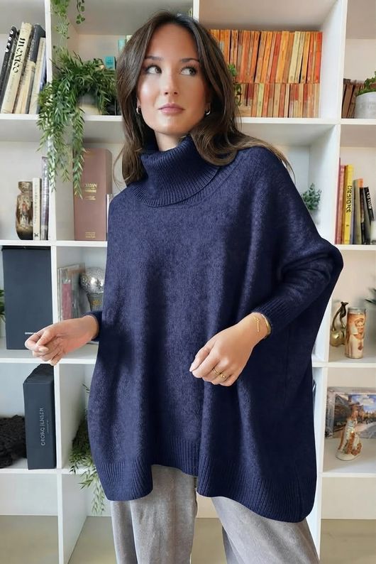 Beyond Terry Oversized Cowl Knit Navy