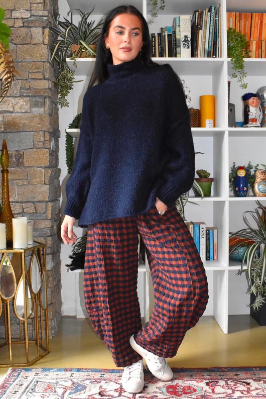 Bibi Gingham 7/8 Barrel Pant Rust