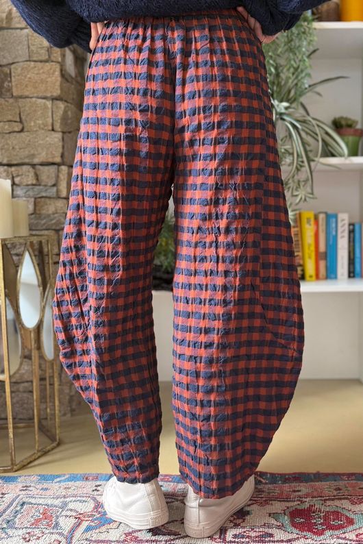Bibi Gingham 7/8 Barrel Pant Rust