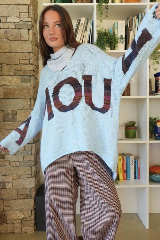 Big Softie Amour Slouch Knit Jumper Baby Blue