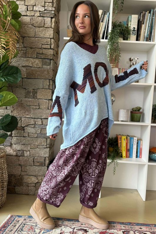 Big Softie Amour Slouch Knit Jumper Baby Blue