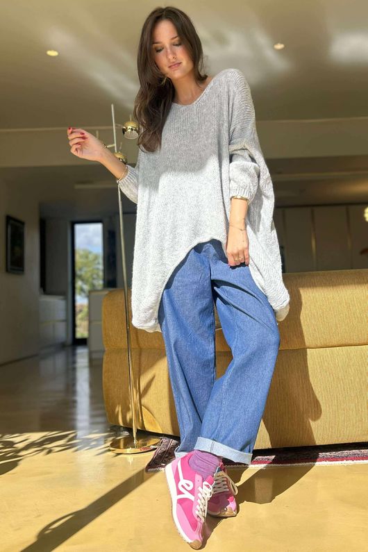 Big Softie Archie Slouch Knit Light Grey Marl /4 =