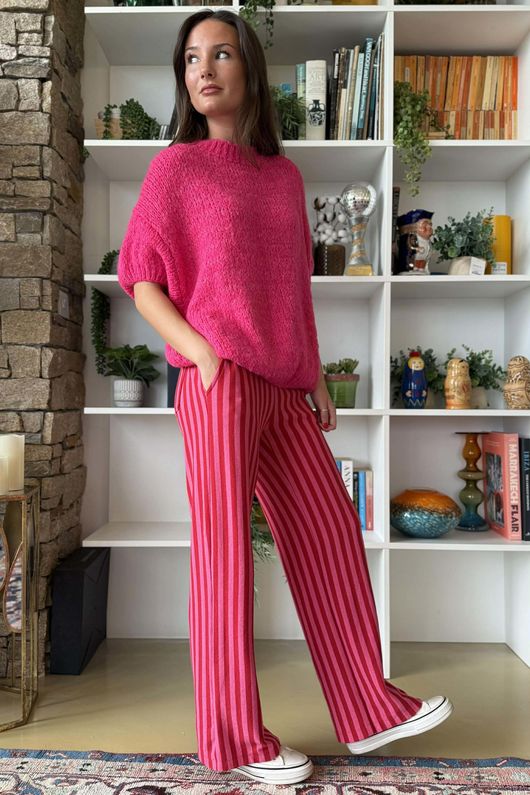 Big Softie Cap Sleeve Knit Top Hot Pink 