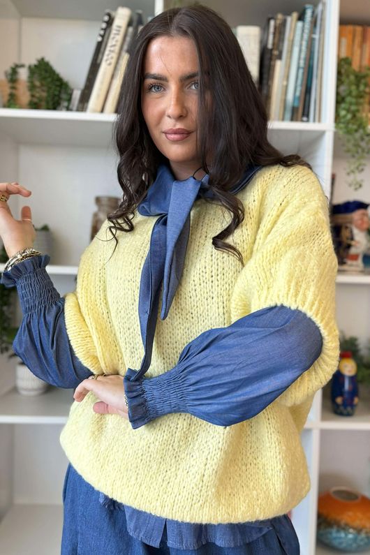  Big Softie Cap Sleeve Knit Top Lemon 