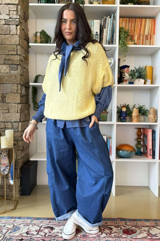  Big Softie Cap Sleeve Knit Top Lemon 