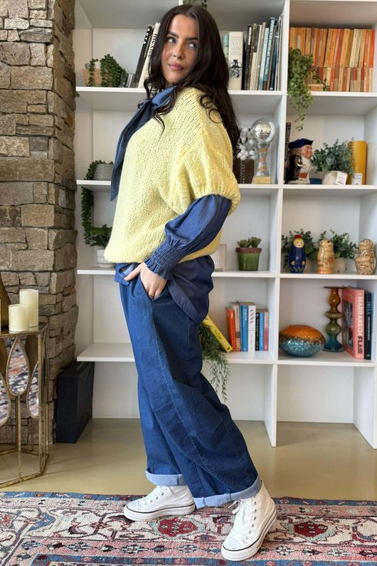  Big Softie Cap Sleeve Knit Top Lemon 