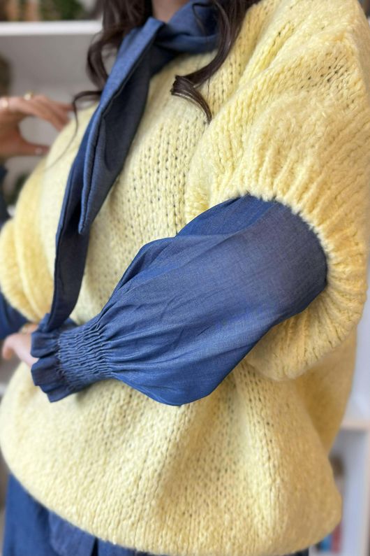  Big Softie Cap Sleeve Knit Top Lemon 