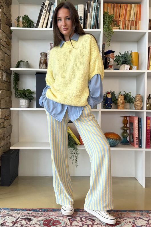  Big Softie Cap Sleeve Knit Top Lemon -