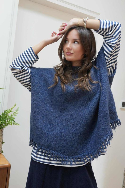 Big Softie Fringe Trapeze Knit Dark Denim /10 =