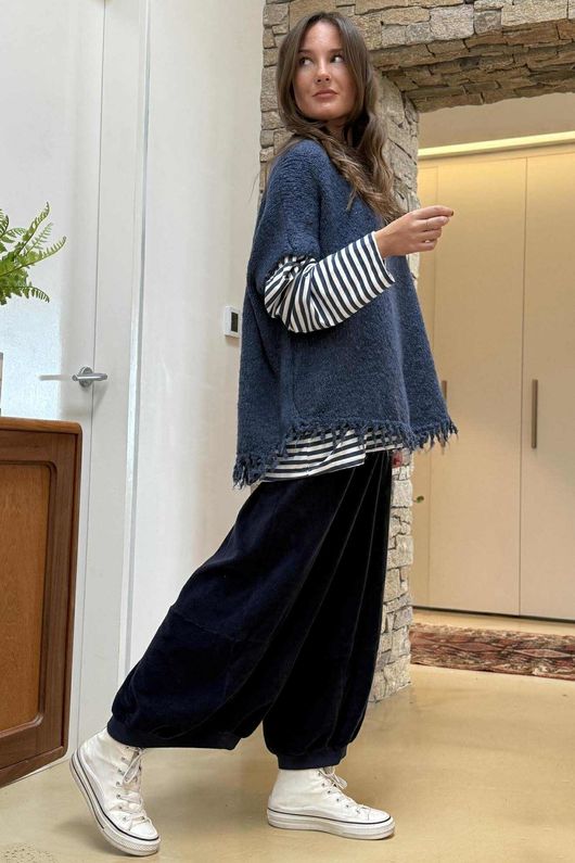 Big Softie Fringe Trapeze Knit Dark Denim /10 =