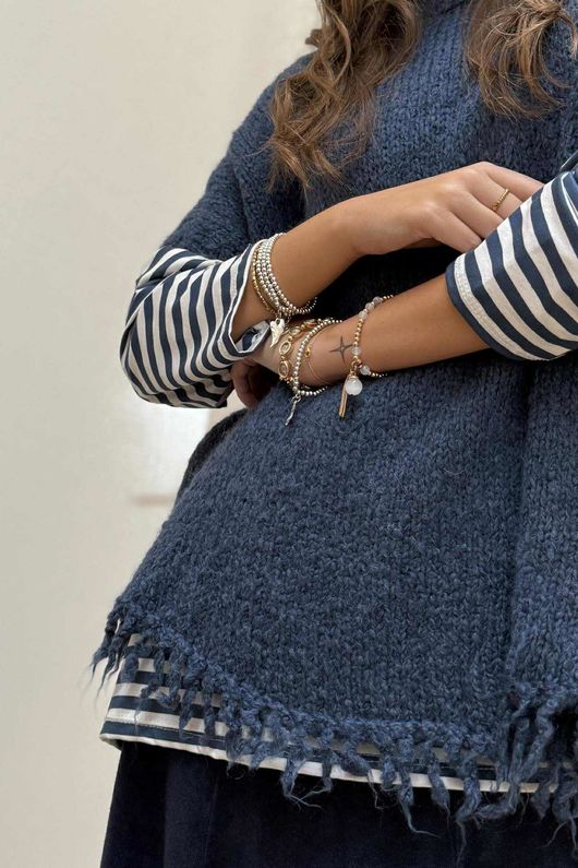 Big Softie Fringe Trapeze Knit Dark Denim /10 =