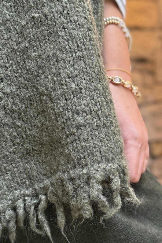 Big Softie Fringe Trapeze Knit Soft Khaki /11 =
