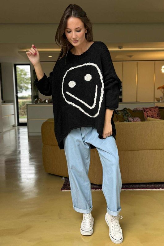 Big Softie Keep Smiling Knit Jumper Black