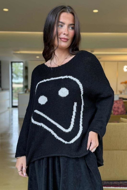 Big Softie Keep Smiling Knit Jumper Black