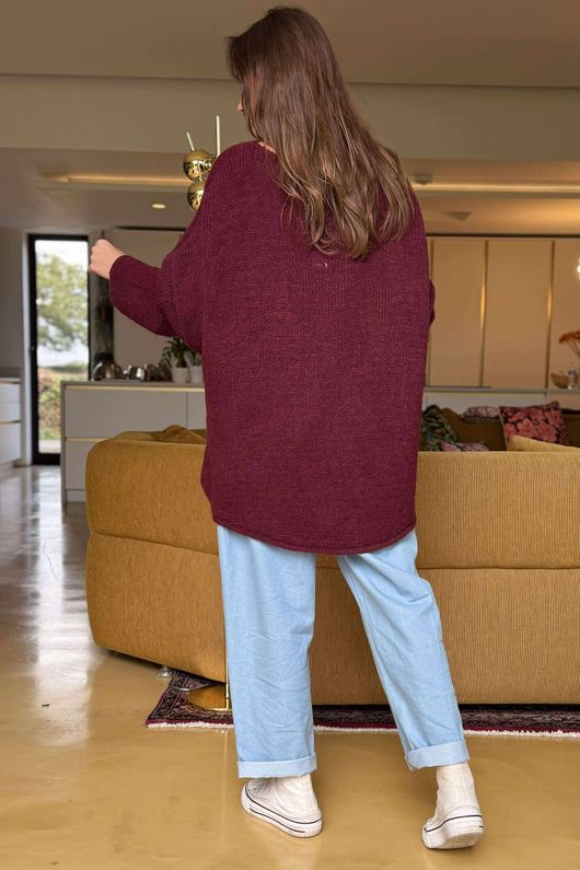 Big Softie Keep Smiling Knit Jumper Burgundy
