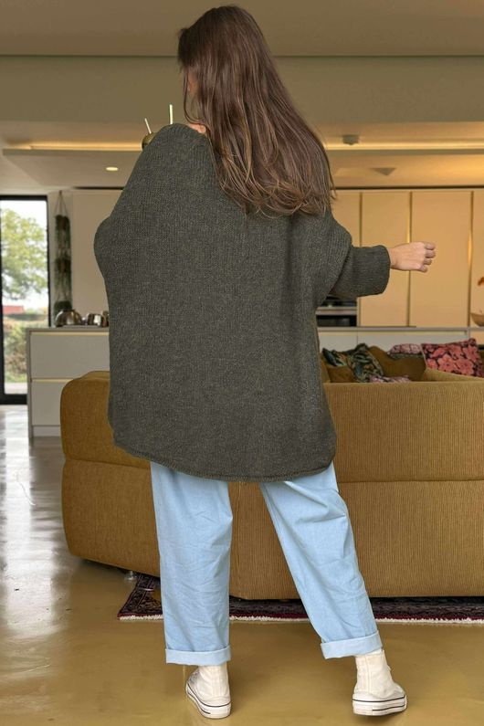 Big Softie Keep Smiling Knit Jumper Deep Moss