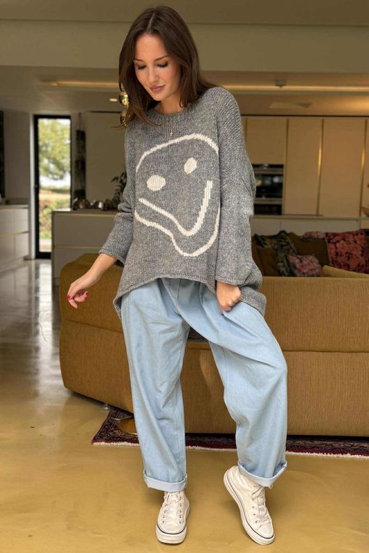 Big Softie Keep Smiling Knit Jumper Slate