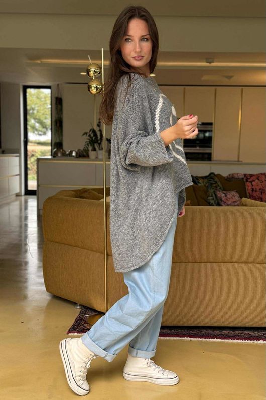Big Softie Keep Smiling Knit Jumper Slate