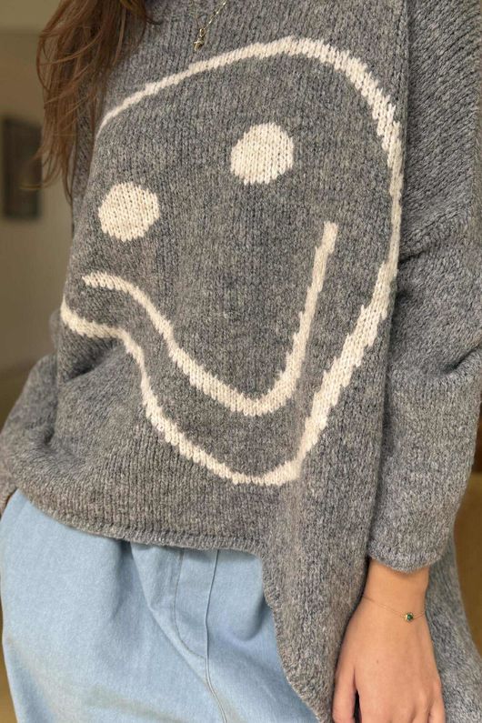 Big Softie Keep Smiling Knit Jumper Slate