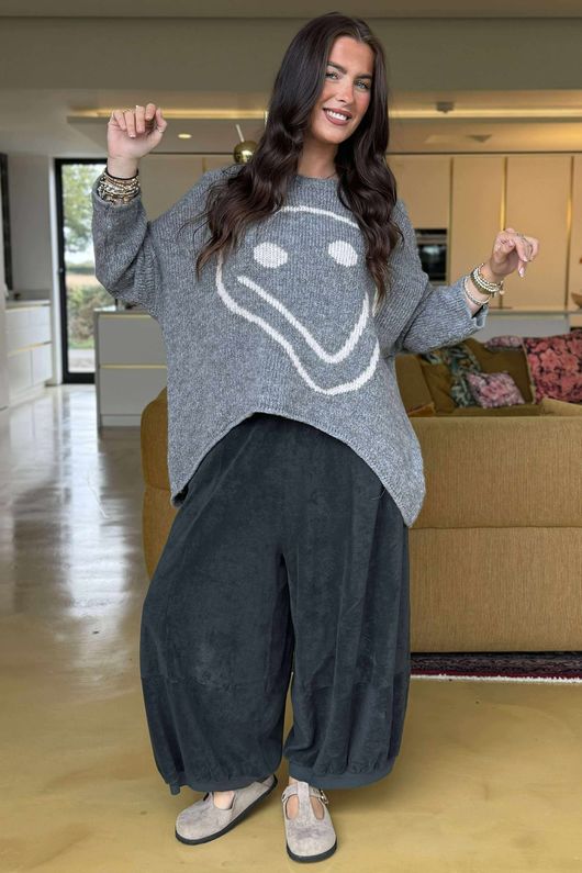 Big Softie Keep Smiling Knit Jumper Slate /7 =