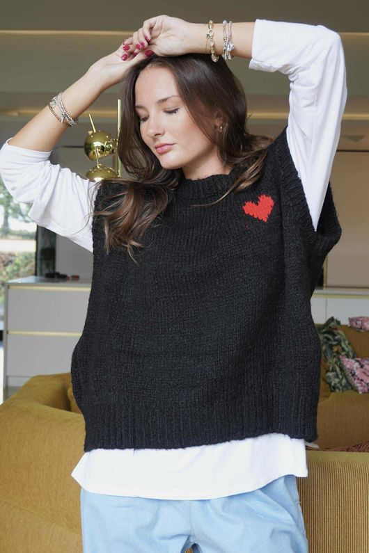 Big Softie Love Heart Knit Tank Black /16 =