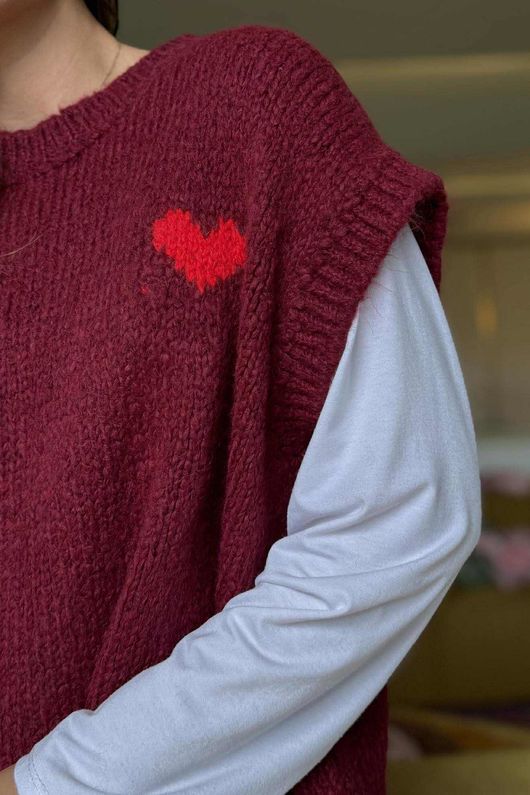 Big Softie Love Heart Knit Tank Burgundy /16 =