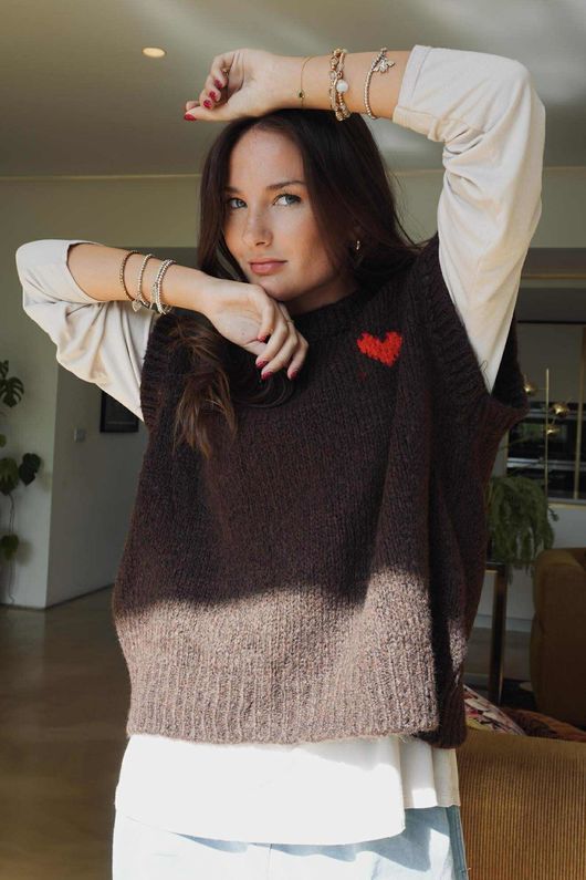 Big Softie Love Heart Knit Tank Chocolate /12 =
