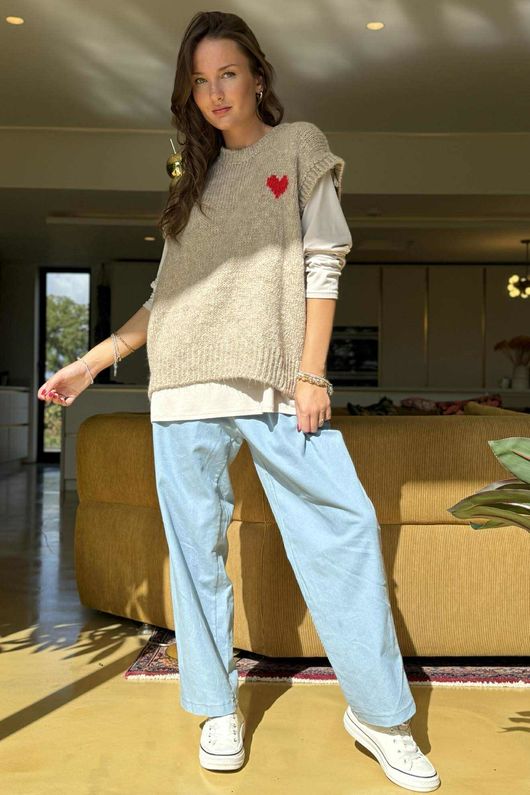Big Softie Love Heart Knit Tank Oatmeal /13 =