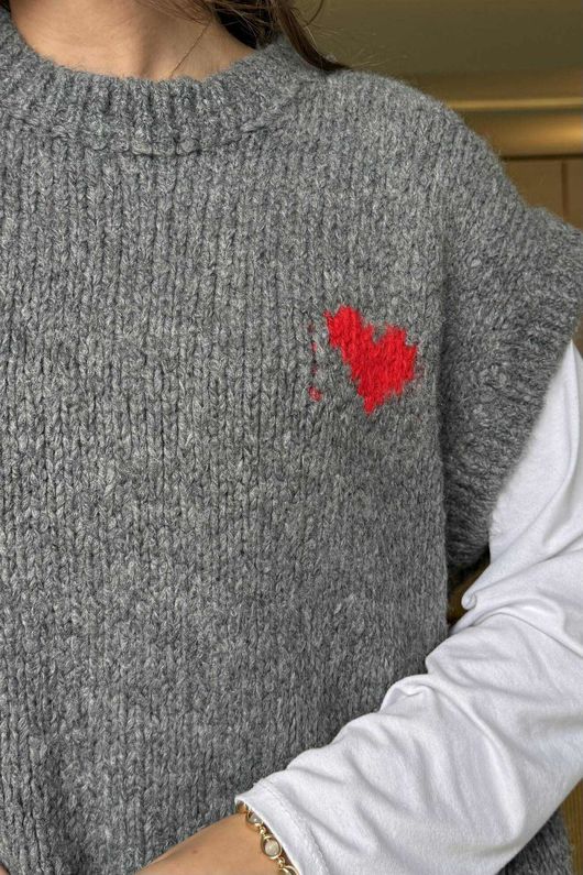 Big Softie Love Heart Knit Tank Slate /13 =