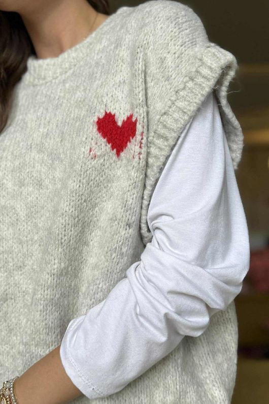Big Softie Love Heart Knit Tank Stone Marl /17 =