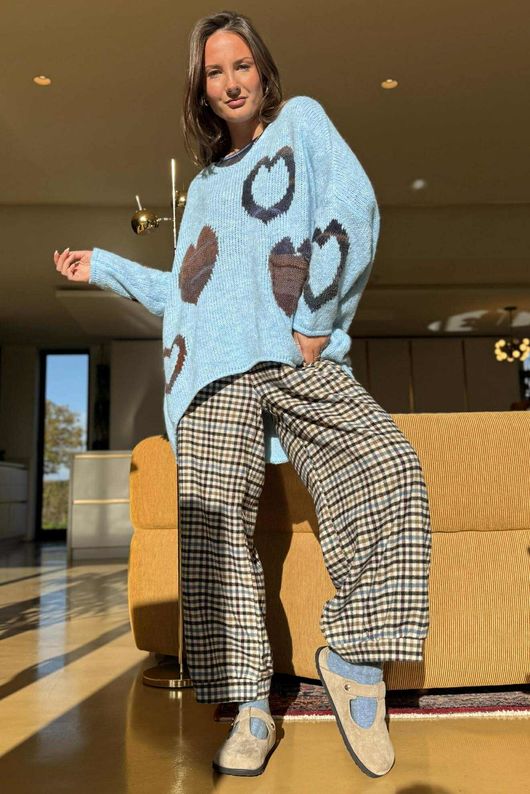 Big Softie Ombre Heart Slouch Knit Jumper Baby Blue