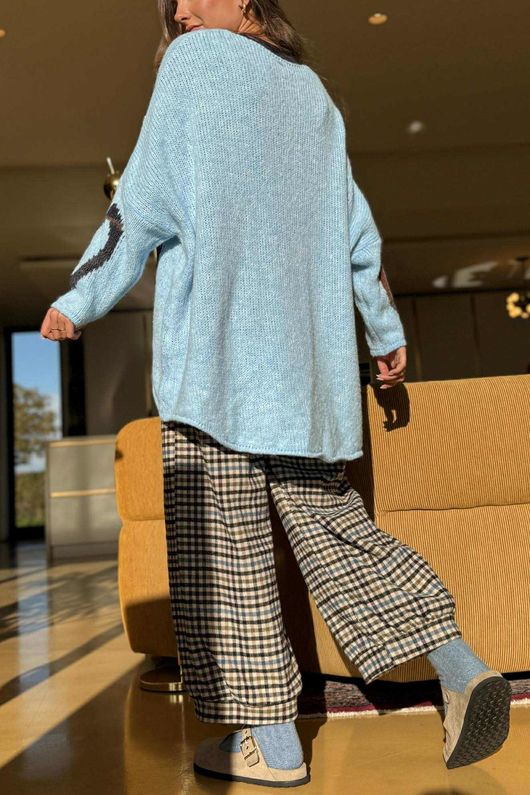 Big Softie Ombre Heart Slouch Knit Jumper Baby Blue