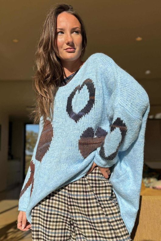 Big Softie Ombre Heart Slouch Knit Jumper Baby Blue
