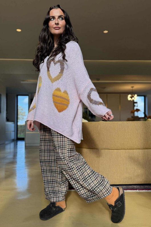 Big Softie Ombre Heart Slouch Knit Jumper Ballet