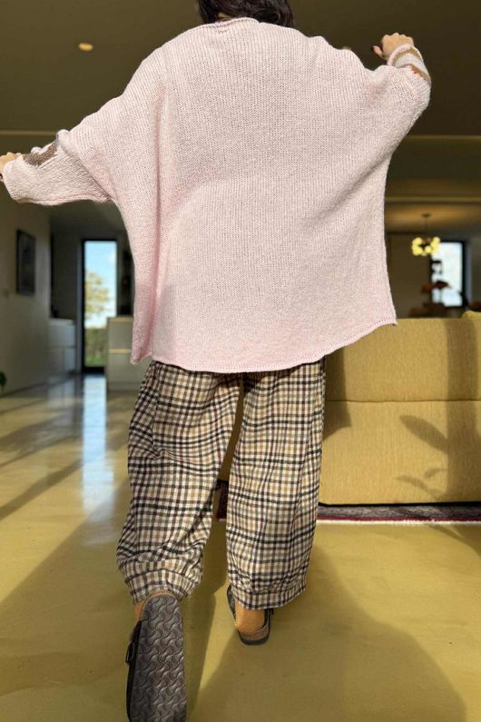 Big Softie Ombre Heart Slouch Knit Jumper Ballet