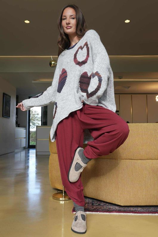 Big Softie Ombre Heart Slouch Knit Jumper Grey Marl /2=