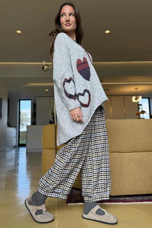 Big Softie Ombre Heart Slouch Knit Jumper Dove