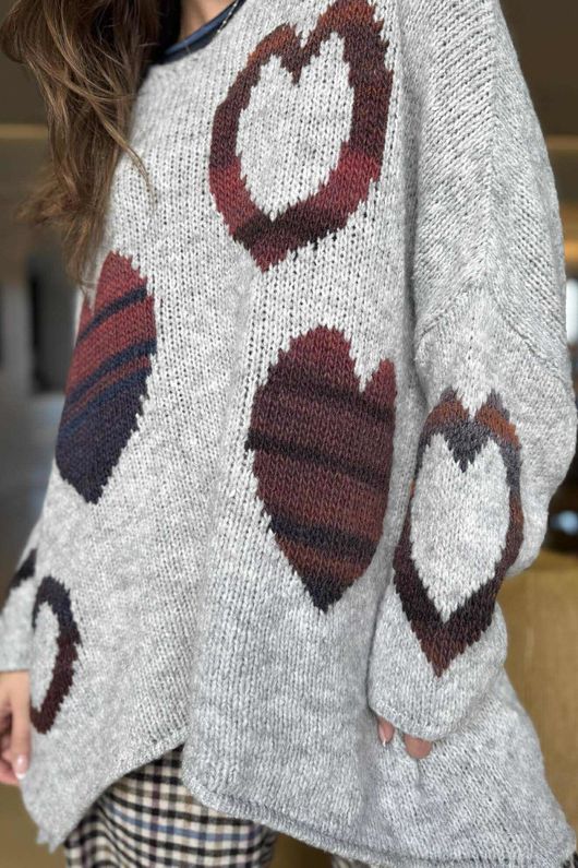 Big Softie Ombre Heart Slouch Knit Jumper Dove